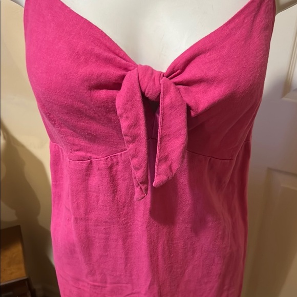 Old Navy Pink Midi linen blend Dress with Spaghetti Straps - Picture 2 of 11
